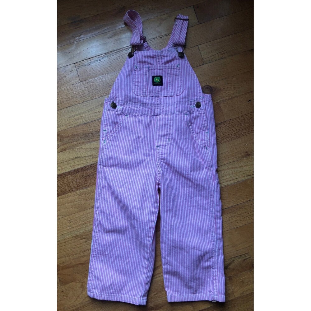 John Deere 3T pink striped bib overalls